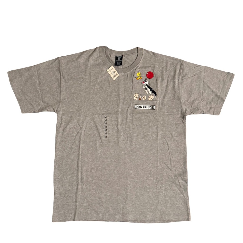 Vintage 1997 Warner Bros. Looney Tunes Dog Pound Embroidered Pocket T-Shirt Med
